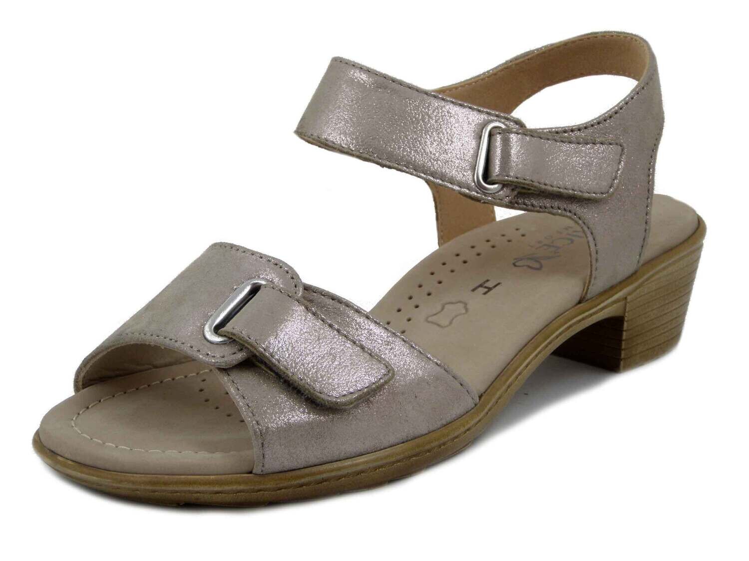 Sandali Donna Comfort in Pelle Beige con Strap, Pianta Larga, Tacco Basso, CAPRICE, 28252