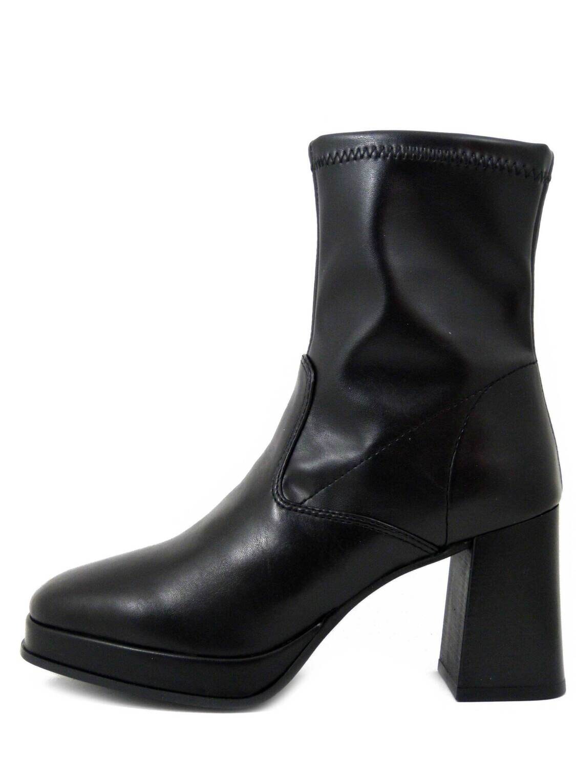 Tamaris, Stivaletto Donna in Eco Pelle Nero, Gambale Elasticizzato, Tacco Alto 8 cm e Plateau, 25379