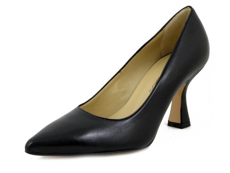 Osvaldo Pericoli, Decollete a Punta in Pelle Nero, Tacco Medio Alto Rocchetto 8 cm, Made in Italy, 140NE