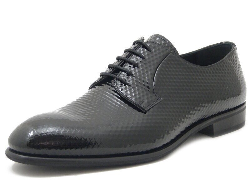 Scarpe Uomo Eleganti da Cerimonia in Pelle Lucida Nero modello Derby, Osvaldo Pericoli 1595