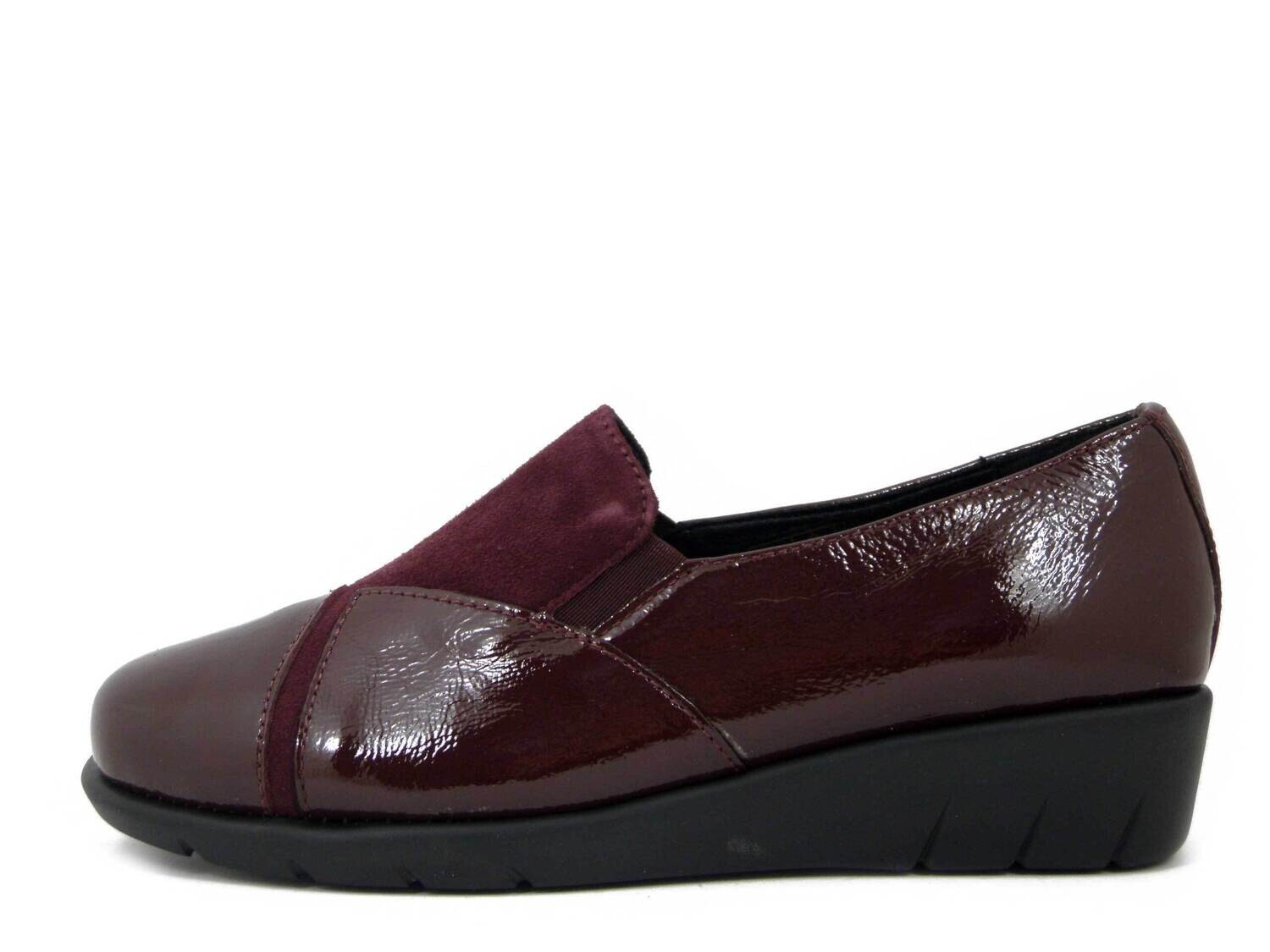 MICHELLE, Mocassini Donna in Pelle Rosso Bordeaux, Zeppa Bassa, Pianta Comoda, PAOLA 53