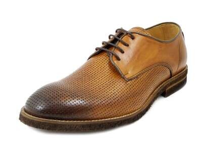 EXTON, Scarpe Uomo Stringate Casual Derby in Pelle Marrone Cuoio, Made in Italy, 5474 EXTON, Scarpe Uomo Stringate Casual Derby in Pelle Marrone Cuoio, Made in Italy, 5474