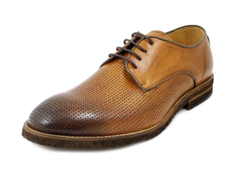 EXTON, Scarpe Uomo Stringate Casual Derby in Pelle Marrone Cuoio, Made in Italy, 5474 EXTON, Scarpe Uomo Stringate Casual Derby in Pelle Marrone Cuoio, Made in Italy, 5474