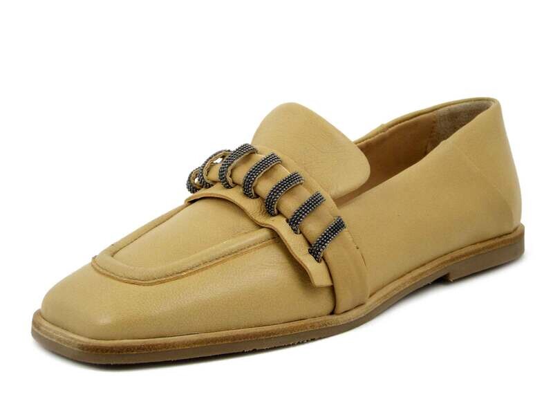 MJUS, Scarpe Mocassini Donna in Pelle Beige con Catena, Tacco Basso, 45103 MJUS, Scarpe Mocassini Donna in Pelle Beige con Catena, Tacco Basso, 45103