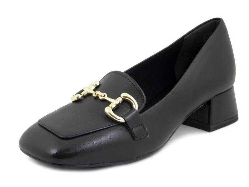Mocassini Donna in Pelle Nero, Tacco Basso 4 cm, TAMARIS, 24303