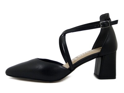 Tamaris, Decolletè Aperte con Cinturino in Pelle Nero, Tacco Medio 6 cm, 24418 Tamaris, Decolletè Aperte con Cinturino in Pelle Nero, Tacco Medio 6 cm, 24418