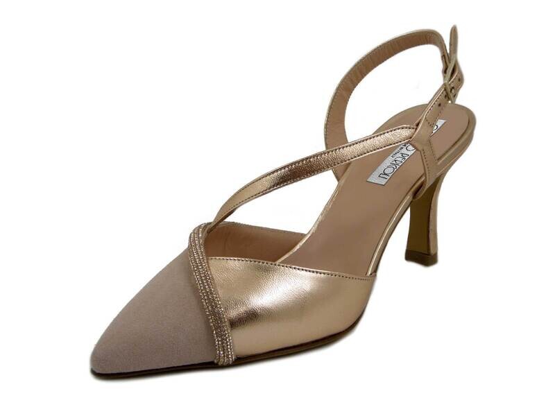 Osvaldo Pericoli, Scarpe Donna Eleganti Decolletè aperte con cinturino in Pelle Rosa Cipria, Tacco Medio Alto 8 cm, 23825