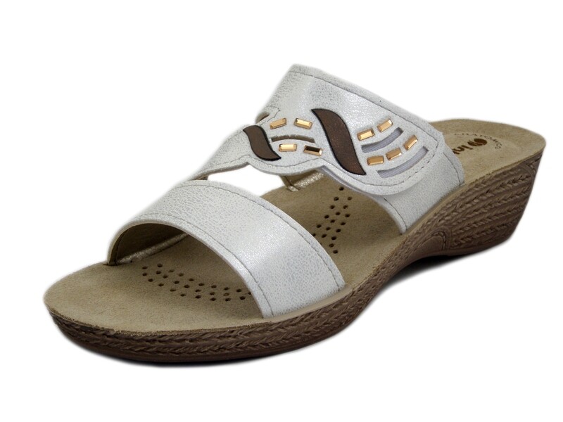 Ciabatta Donna in Eco Pelle Bianco con Strap, Sottopiede Soft Vera Pelle, Zeppa Bassa 4 cm, INBLU GL35 Ciabatta Donna in Eco Pelle Bianco con Strap, Sottopiede Soft Vera Pelle, Zeppa Bassa 4 cm, INBLU GL35