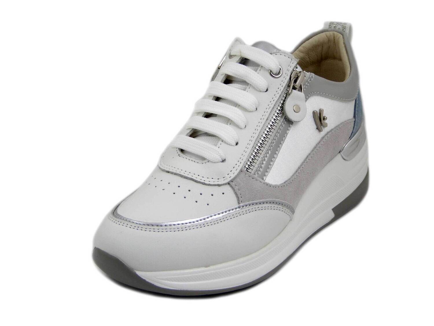 Sneakers Donna Bianche, Zeppa 6 cm, Sottopiede Estraibile, KEYS K7620