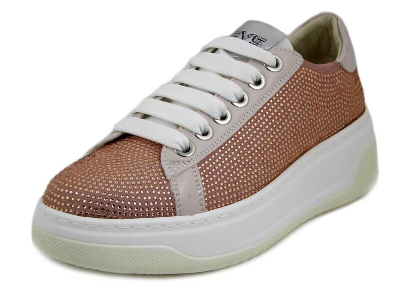 Sneakers Donna Rosa con Strass, Sottopiede Estraibile, KEYS K7740 Sneakers Donna Rosa con Strass, Sottopiede Estraibile, KEYS K7740