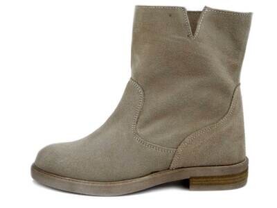 Stivaletti Donna Estivi in Pelle Camoscio Beige, Tacco Basso Made in Italy, 430