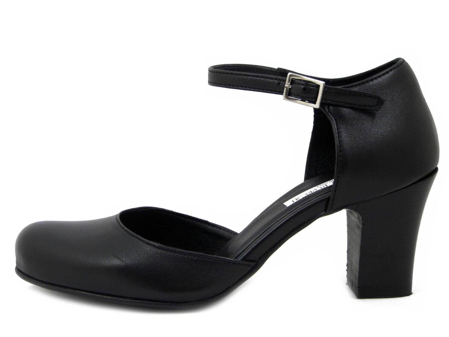 Scarpe Donna DecolletÃ© Aperte con Cinturino in Pelle Nero, Tacco Medio, Osvaldo Pericoli - 704