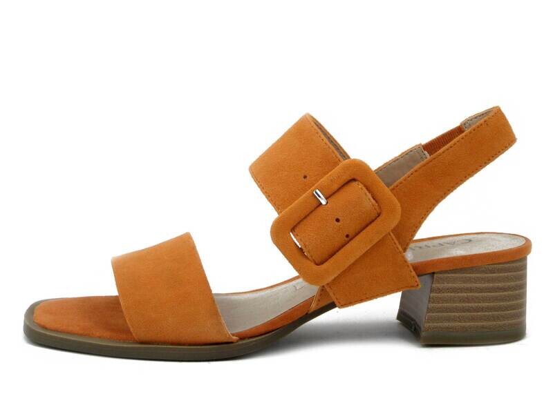 Sandalo Donna in Pelle Camoscio Arancio, Tacco Basso, CAPRICE - 28211 Sandalo Donna in Pelle Camoscio Arancio, Tacco Basso, CAPRICE - 28211
