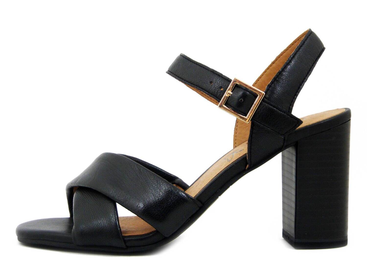 CAPRICE, Sandalo Donna in Pelle Nero, Tacco Alto 8 cm, Pianta Comoda, 28302NE