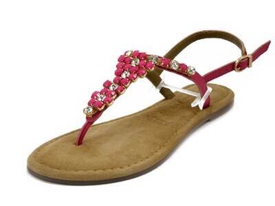 Sandali Donna Infradito Gioiello in Pelle Fuxia, Tacco Basso, Tamaris - 28124 Sandali Donna Infradito Gioiello in Pelle Fuxia, Tacco Basso, Tamaris - 28124