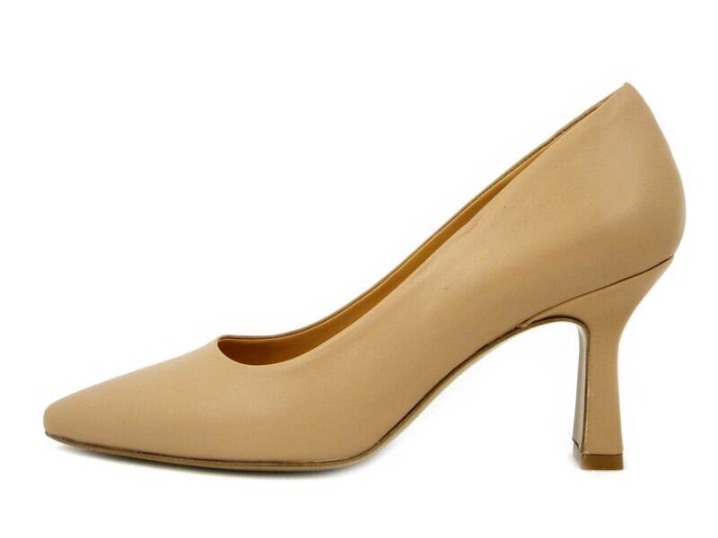 Scarpe Decolleté in Pelle Beige, Tacco Medio 8 cm, Made in Italy, Osvaldo Pericoli - 6701 Scarpe Decolleté in Pelle Beige, Tacco Medio 8 cm, Made in Italy, Osvaldo Pericoli - 6701