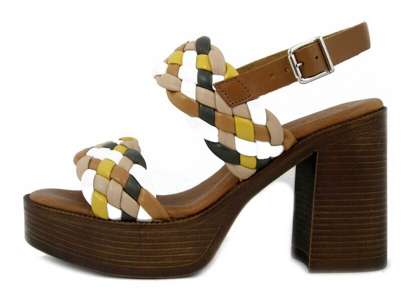 Sandali Donna in Pelle Intrecciata Multicolore, Tacco Alto 10 cm e Plateau, Raquel Perez - 18776 Sandali Donna in Pelle Intrecciata Multicolore, Tacco Alto 10 cm e Plateau, Raquel Perez - 18776