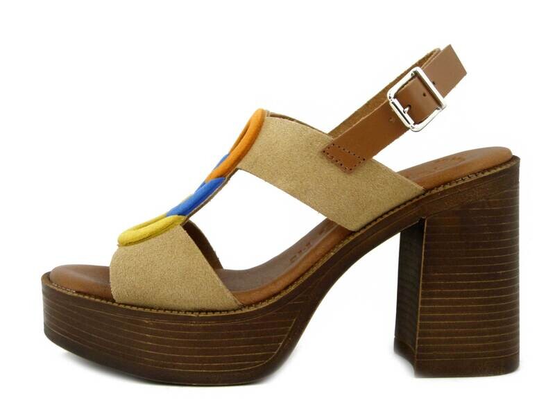 Sandali Donna in Camoscio Beige e Multicolore, Tacco Alto 10 cm e Plateau, Raquel Perez - 18805 Sandali Donna in Camoscio Beige e Multicolore, Tacco Alto 10 cm e Plateau, Raquel Perez - 18805