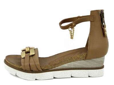 Sandali Donna in Pelle Marrone Cuoio, Zeppa Media 5 cm, MJUS - 38002