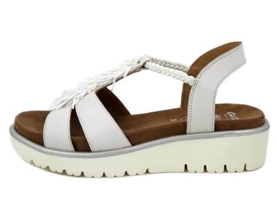 ARA, Sandalo Donna in Pelle Bianco, Zeppa Bassa, Plantare Estraibile, 1233512