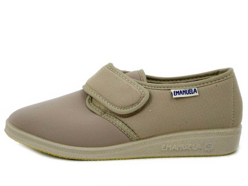 Emanuela, Pantofole Donna Estive Chiuse in Tessuto Elasticizzato Beige, Chiusura a Strap, Antiscivolo, 655