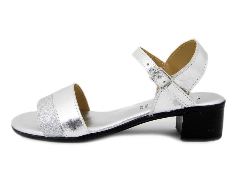 Sandali Donna in Pelle Argento, Tacco Basso 4 cm, CINZIA SOFT - 323096