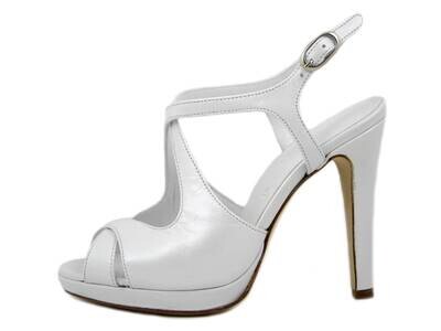 Sandali da Sposa in Pelle Nappa Bianco Perlato, Tacco Alto 11 cm e Plateau, Made in Italy, Osvaldo Pericoli - GIULIA Sandali da Sposa in Pelle Nappa Bianco Perlato, Tacco Alto 11 cm e Plateau, Made in Italy, Osvaldo Pericoli - GIULIA