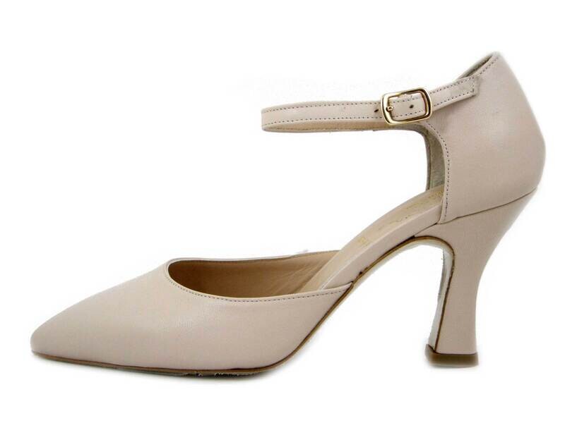Scarpe Donna Eleganti Decolletè aperte con cinturino in Pelle Rosa Cipria, Tacco Medio Alto 8 cm, 832 Scarpe Donna Eleganti Decolletè aperte con cinturino in Pelle Rosa Cipria, Tacco Medio Alto 8 cm, 832