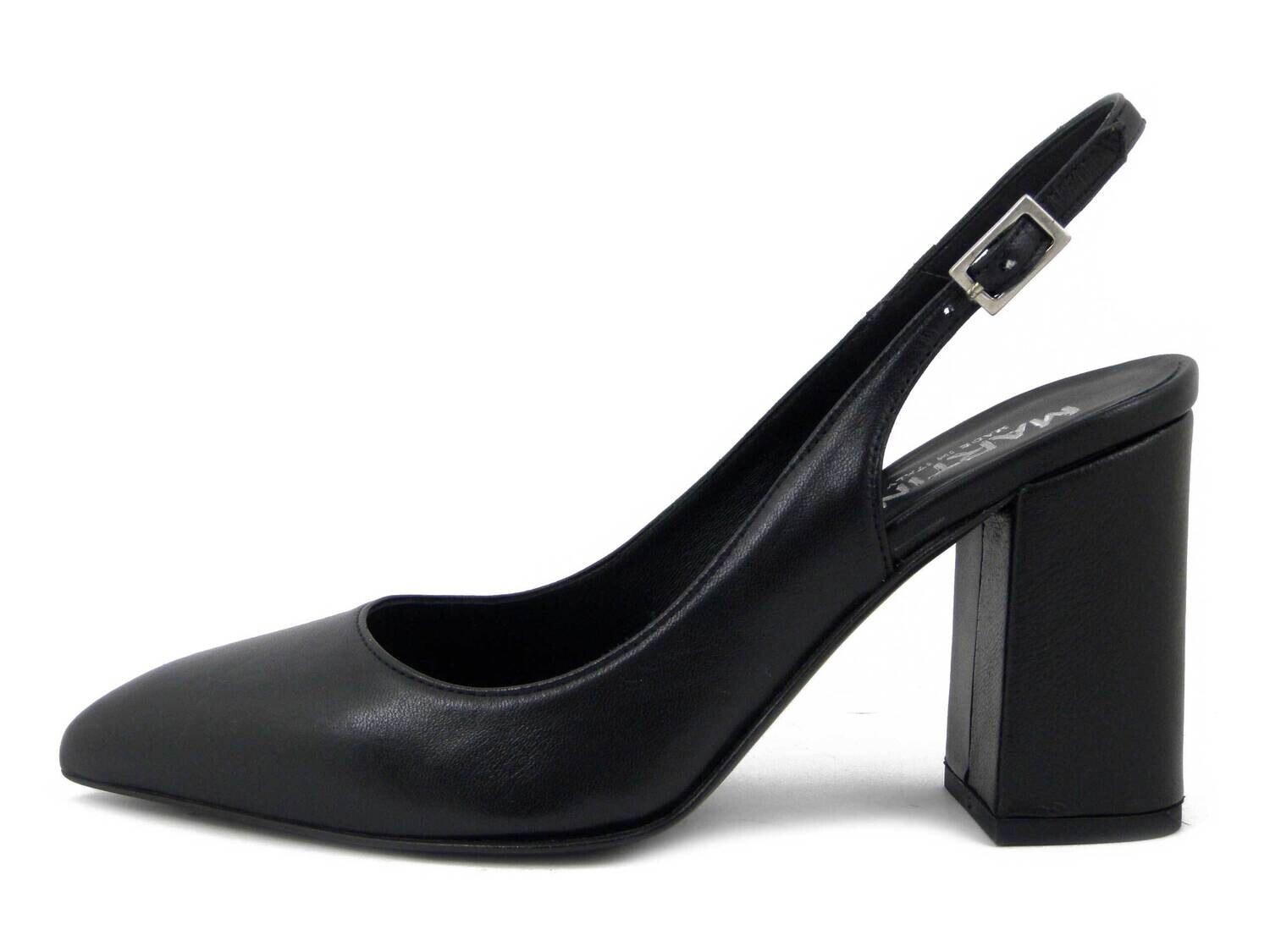 Scarpe Donna DecolletÃ¨ Sling Back in Pelle Nero, Tacco Alto 8 cm, 8002
