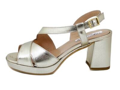 Sandali Donna in Pelle Oro, Tacco Medio Alto 8 cm e Plateau, Osvaldo Pericoli - 23870