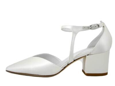 Scarpe da Sposa Decolletè in Raso Seta Bianco Avorio, Tacco Medio Basso 5 cm, Made in Italy, Osvaldo Pericoli - GIUDY Scarpe da Sposa Decolletè in Raso Seta Bianco Avorio, Tacco Medio Basso 5 cm, Made in Italy, Osvaldo Pericoli - GIUDY
