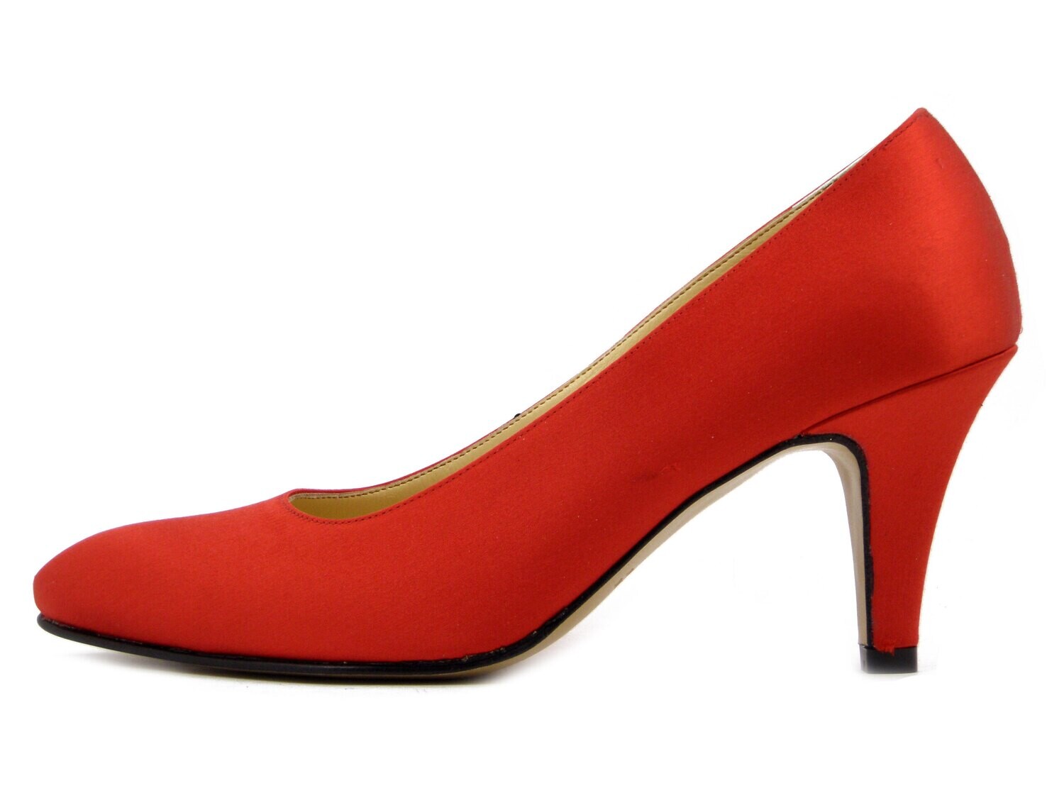 Osvaldo Pericoli, Scarpe Donna DecolletÃ¨ a Pianta Comoda in Raso Rosso, Tacco Medio 7 cm