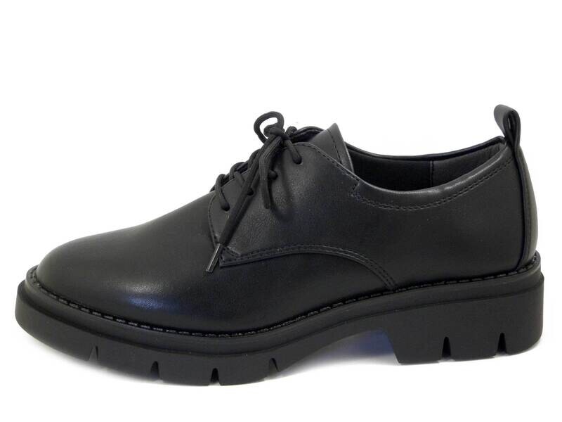 Scarpe Donna Derby Vegan in Eco Pelle Nero, Tacco Basso 4 cm, TAMARIS - 23302 Scarpe Donna Derby Vegan in Eco Pelle Nero, Tacco Basso 4 cm, TAMARIS - 23302