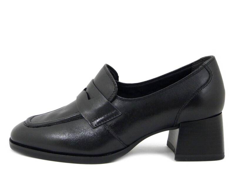 Mocassini Donna in Pelle Nero, Tacco Basso 5 cm, Tamaris - 24435