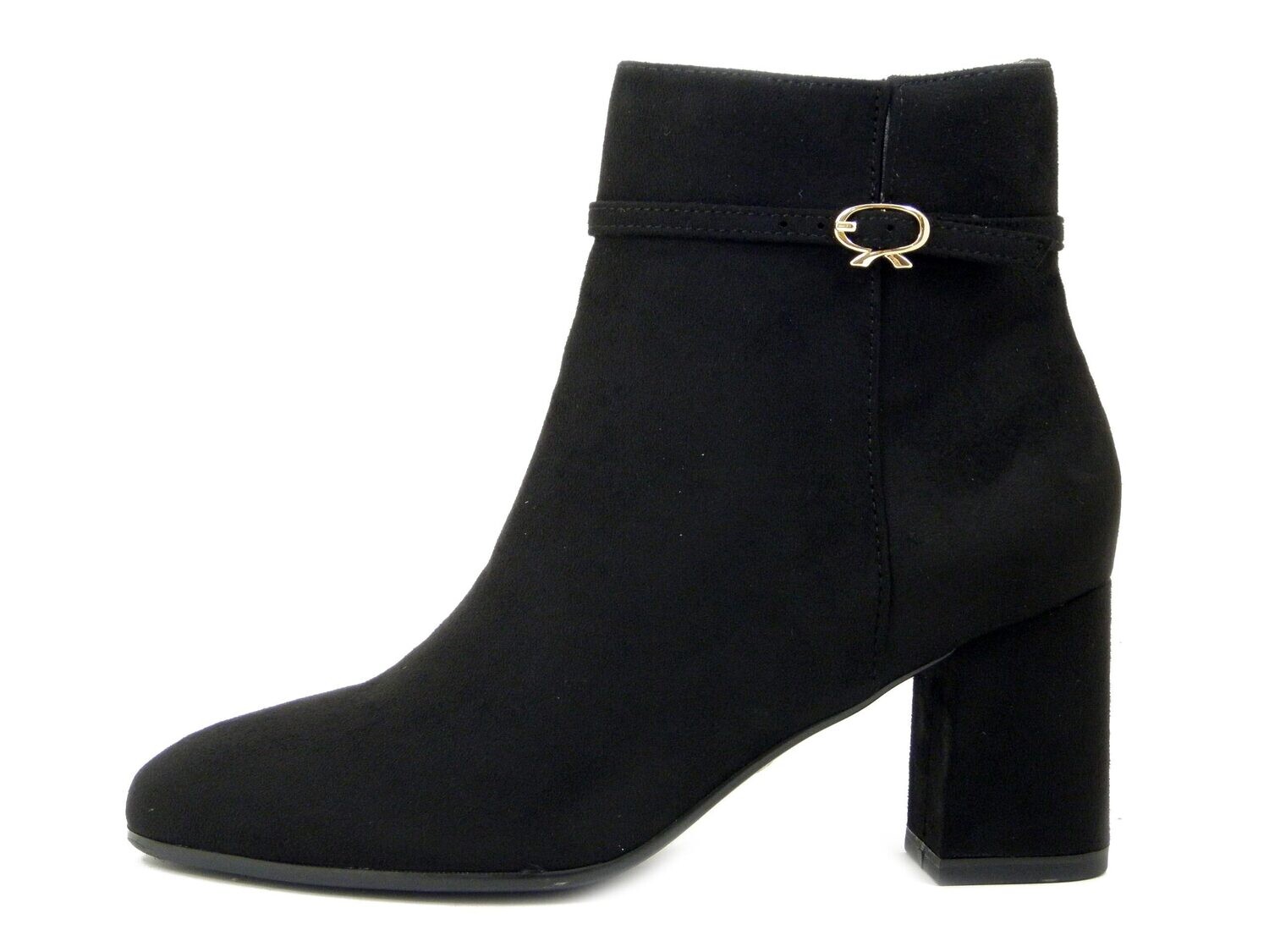 Stivaletti Donna Vegan in Eco Camoscio Nero, Tacco Medio 7 cm, Tamaris - 25344