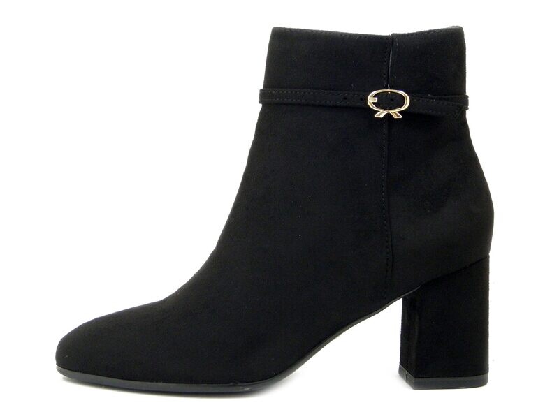 Stivaletti Donna Vegan in Eco Camoscio Nero, Tacco Medio 7 cm, Tamaris - 25344