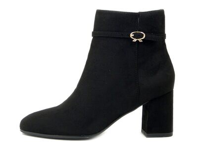 Stivaletti Donna Vegan in Eco Camoscio Nero, Tacco Medio 7 cm, Tamaris - 25344