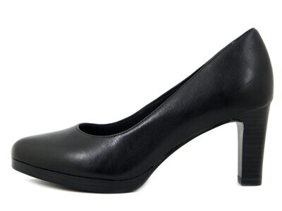 Scarpe Donna Decolletè in Pelle Nero, Tacco Medio 7 cm e Plateau, TAMARIS, 22433