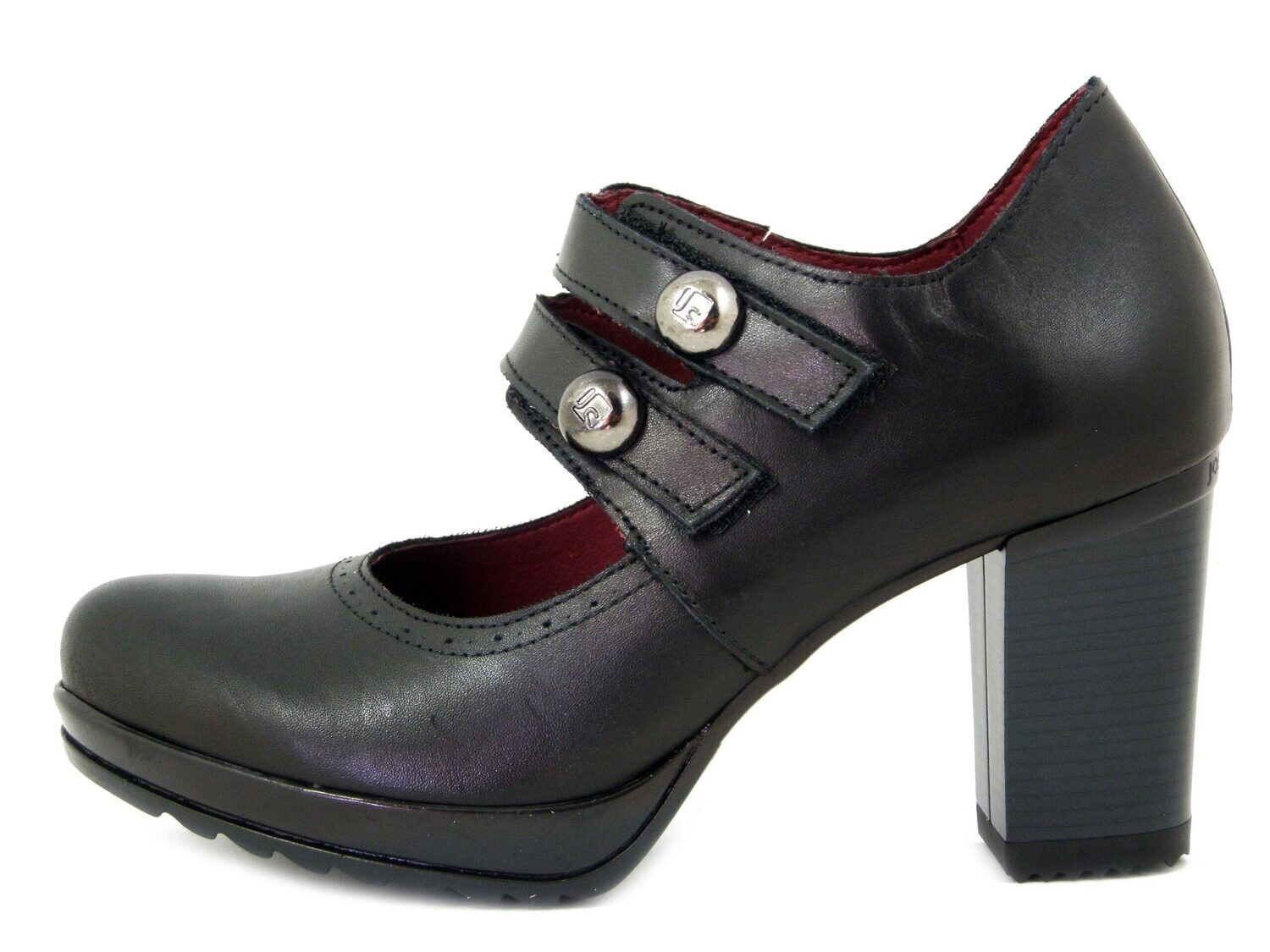 Scarpe Donna Decolletè con cinturino Strap in Pelle Nero, Tacco Alto 8 cm e Plateau, JOSE SAENZ - 7260