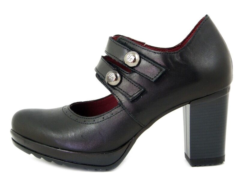 Scarpe Donna Decolletè con cinturino Strap in Pelle Nero, Tacco Alto 8 cm e Plateau, JOSE SAENZ - 7260