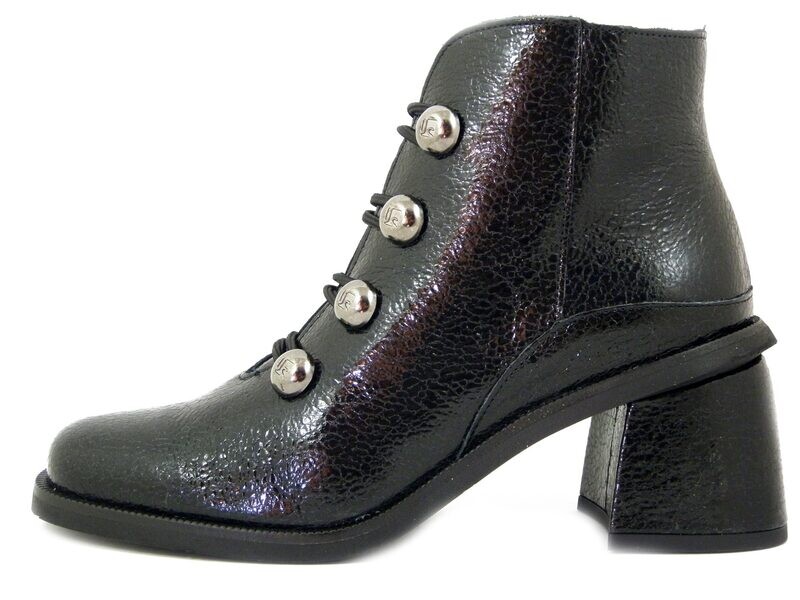 Stivaletti Donna in Pelle Lucida Nero con Bottoni, Tacco Medio 6 cm, Sottopiede Estraibile, JOSE SAENZ - 5462 Stivaletti Donna in Pelle Lucida Nero con Bottoni, Tacco Medio 6 cm, Sottopiede Estraibile, JOSE SAENZ - 5462