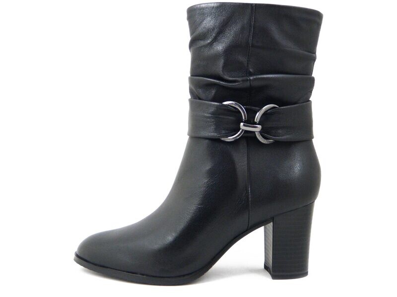 Stivaletti Donna in Pelle Nappa Nero, Tacco Medio 7 cm, CAPRICE - 25328