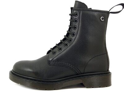 Stivaletto Anfibi Donna in vera Pelle Nero, Cerniera Laterale, CINZIA SOFT - 14108NE