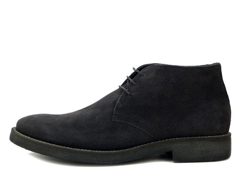 Scarpe Uomo Polacchine in Pelle Scamosciata Grigio Scuro, ROMANO SICARI - 50091