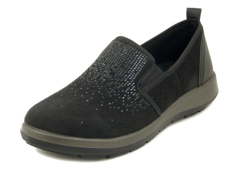 INBLU Pantoscarpe, Mocassini Donna in Eco Camoscio Nero con Strass, Sottopiede Estraibile, WG43 INBLU Pantoscarpe, Mocassini Donna in Eco Camoscio Nero con Strass, Sottopiede Estraibile, WG43