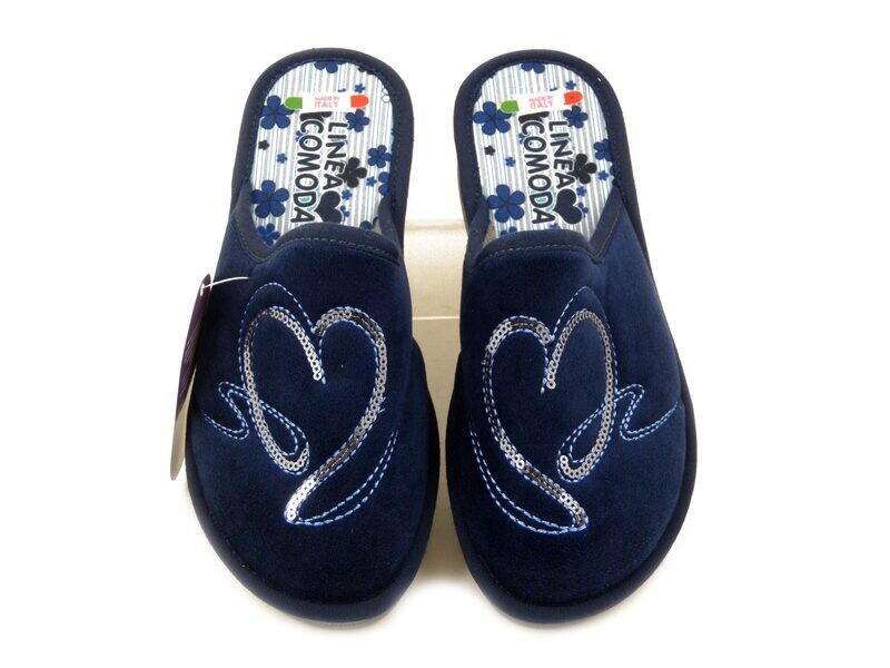 Pantofole Donna invernali in Tessuto Blu, Made in Italy, Linea Comoda - 6002 Pantofole Donna invernali in Tessuto Blu, Made in Italy, Linea Comoda - 6002