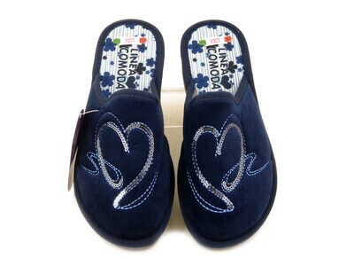 Pantofole Donna invernali in Tessuto Blu, Made in Italy, Linea Comoda - 6002 Pantofole Donna invernali in Tessuto Blu, Made in Italy, Linea Comoda - 6002