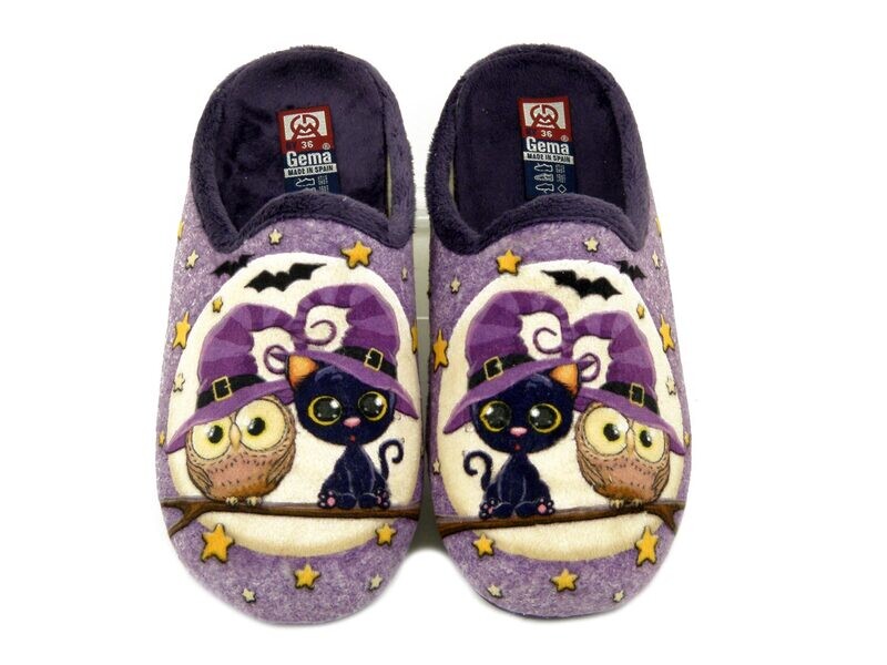 Pantofole Donna Invernali in Caldo Tessuto Viola, Plantare Estraibile, Suola Antiscivolo, 7300