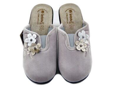 Pantofole Donna invernali in Velluto Beige, Sottopiede Vera Pelle, Zeppa Bassa, Inblu - LV06 Pantofole Donna invernali in Velluto Beige, Sottopiede Vera Pelle, Zeppa Bassa, Inblu - LV06