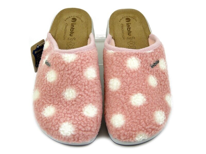 Pantofole Donna invernali in Tessuto Rosa, Sottopiede Vera Pelle, Zeppa Bassa, Inblu - CT24 Pantofole Donna invernali in Tessuto Rosa, Sottopiede Vera Pelle, Zeppa Bassa, Inblu - CT24
